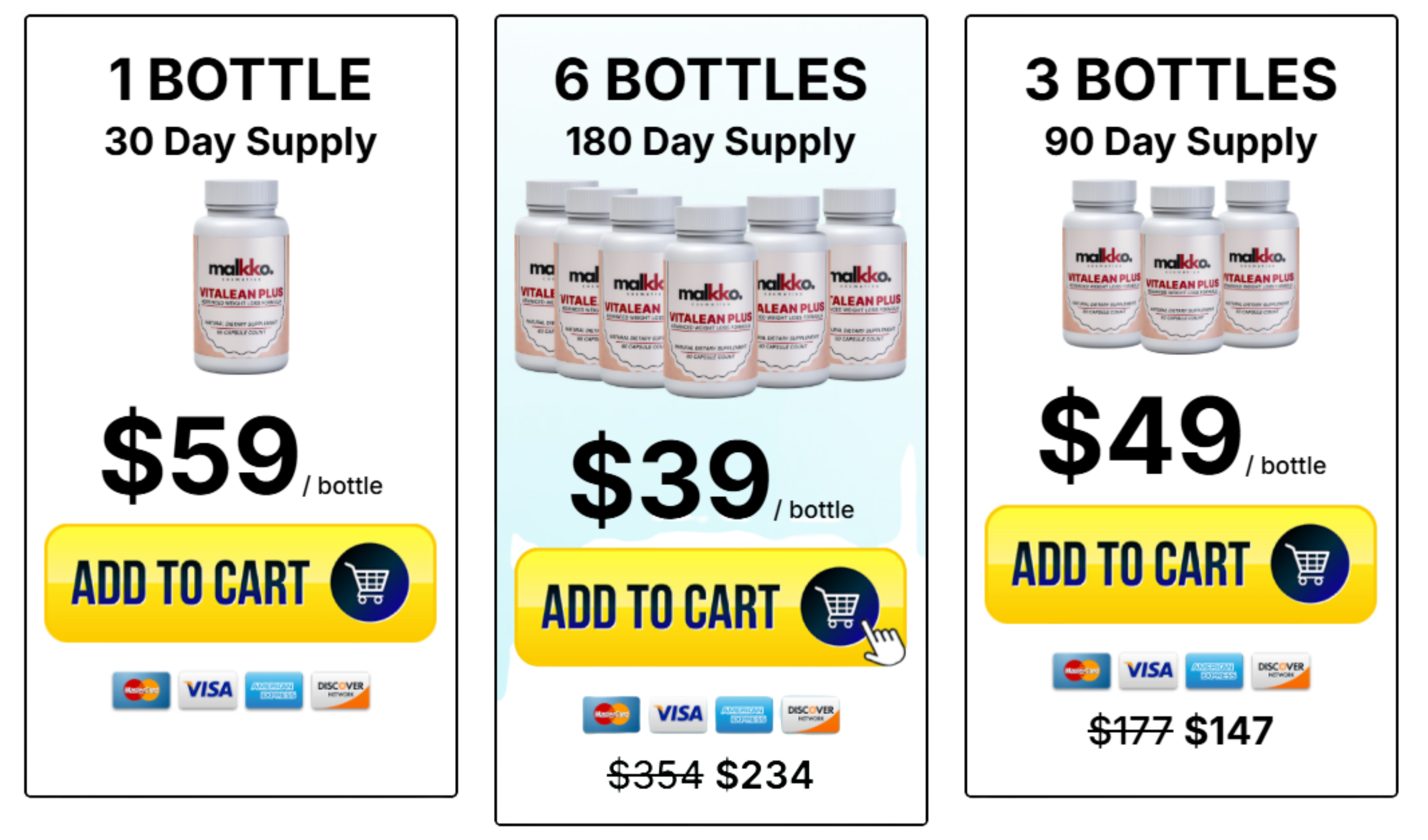 Vitalean Plus Pricing Table